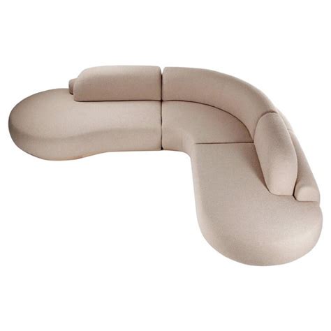 Handmade Naked Sofa Combo With Bouclê Latte Upholstery and Wood Base