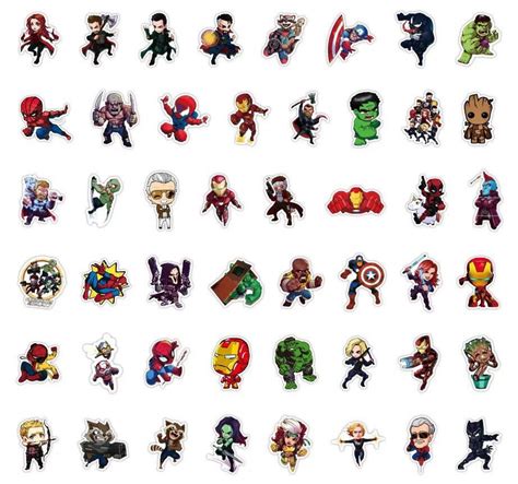 50pcs Cartoon Marvel Stickers Cool The Avengers Waterproof Etsy