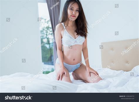 Beautiful Sexy Woman White Lingerie Sitting Stock Photo 1230249772 Shutterstock