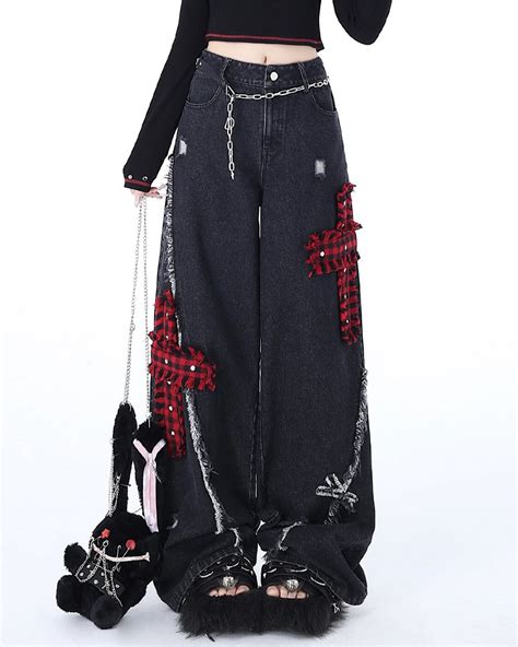 Jeans With Crosses Y2k Outfits