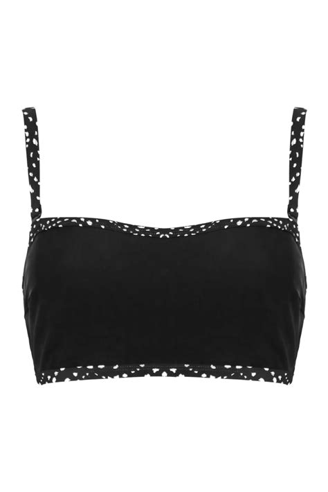 Rhodes Strapless Non Padded Underwired Bikini Top In Black White Pour Moi