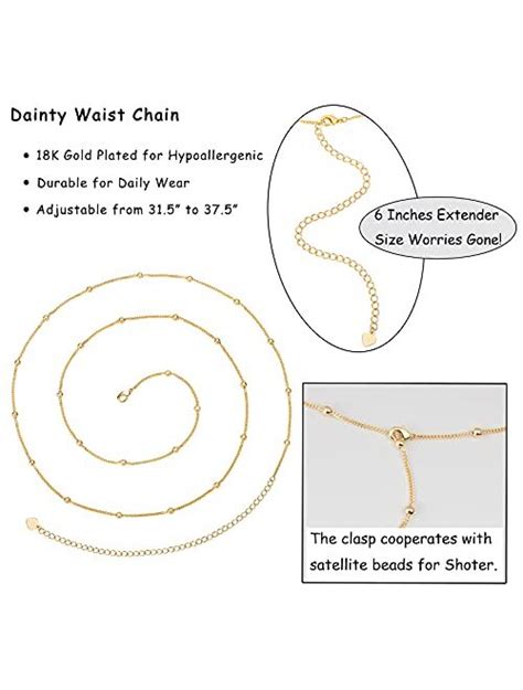 Buy PEARLADA Minimalist Beach Bikini Body Chain K Gold Pearl Belly Chain Adjustable Shell