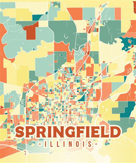 Springfield Illinois Us Map Digital Art By Alexandru Chirila Fine Art