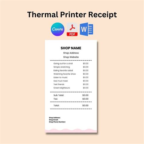 Thermal Printer Receipt Template Blank Printable [Pdf, Word] | Receipt ...