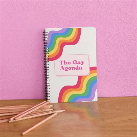 The Gay Agenda Notebook Pride Spiral Bound Journal Gay Rainbow Stationary LGBTQ Lined