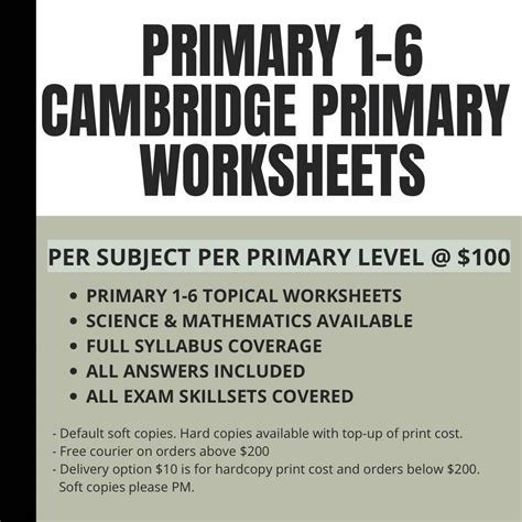 Primary 1 2 3 4 5 6 Cambridge Primary Mathematicsscience Exam Style