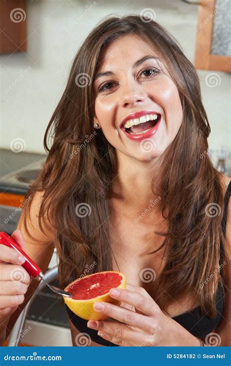 Brunette Eating Breakfast Stock Photo Image Of Room Female 5284182