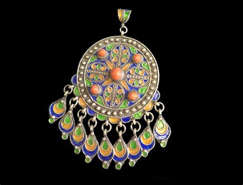 Berber Silver And Enamel Pendant Berber Jewelry Kabyle Etsy