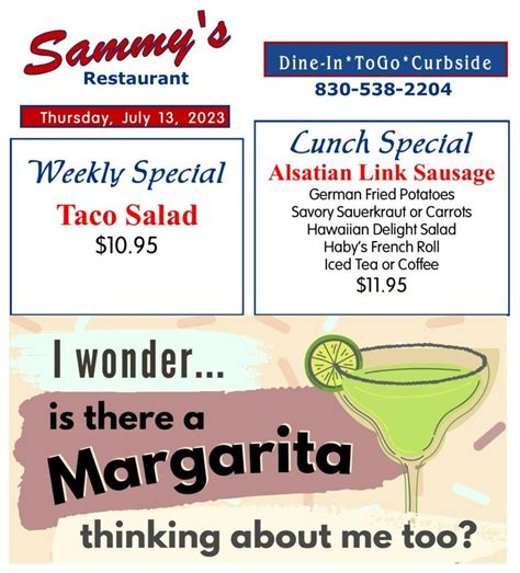 Sammy’s Thursday Specials – Sammy's Restaurant