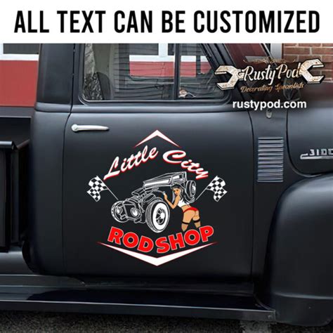 Personalized Pinup Girl Hot Rod Shop Door Sign Rat Rod Door Art Shop Truck Lettering Kustom