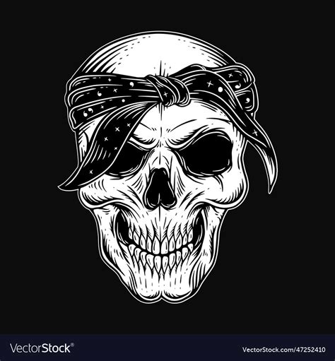 Dark art skull gangster tattoo vintage bandana Vector Image