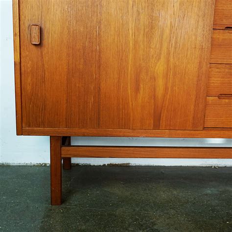 Vintage Teak Sliding Door Credenza By Nils Johnsson For Troeds Sweden