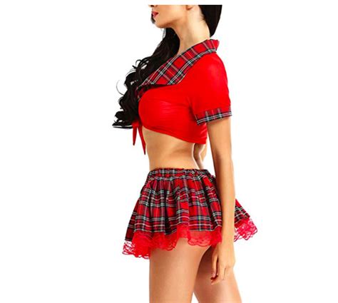 Women Sexy Lingerie School Girl Uniform Costume Outfit Mini Skirt