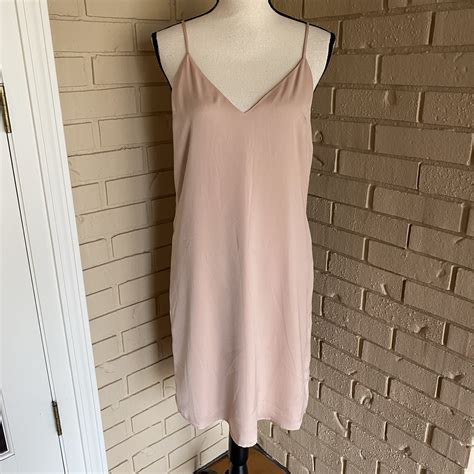 Nude Satin Mini Slip Dress Coquette Lingerie Lined Ad Gem