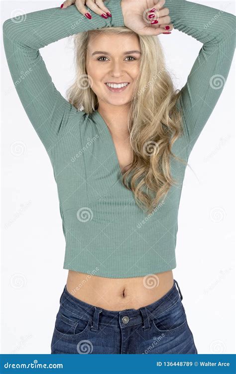 Beautiful Blonde Model Posing In A Studio Environment Stock Image