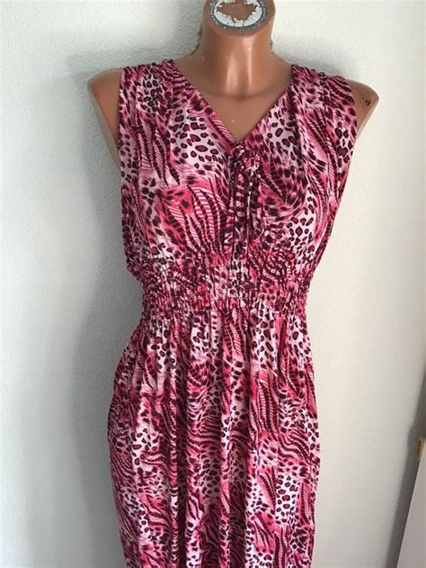 Dames Lange Zomer Jurk Kleur Roze Tijger Print Franse Mode Lente