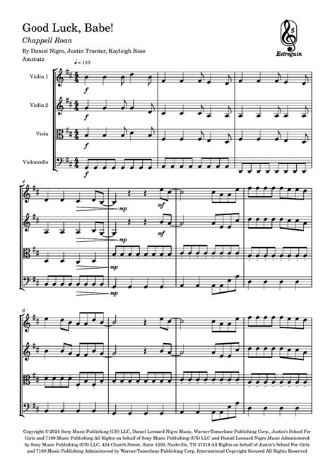 Chapell Roan Good Luck Babe String Quartet Sheets By Estreguin