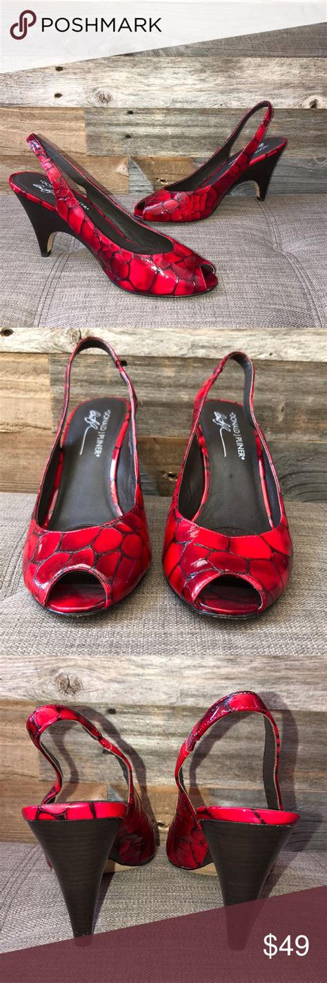 Donald J Pliner Red Croc Sling Back Heel Stunning Shoes Slingback