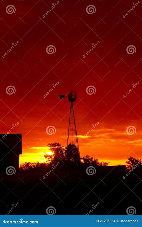 Windmill Sunrise Stock Photo Image Of Farm Windmill 21235864