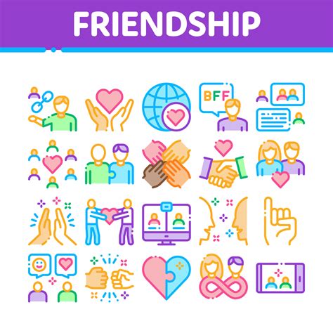 Friendship Relation Collection Icons Set Vector 17603544 Vector Art At