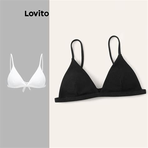 Lovito Sexy Plain Tie Back Bikini Top For Women LNL41021 Lovito Atasan Bikini Punggung Polos