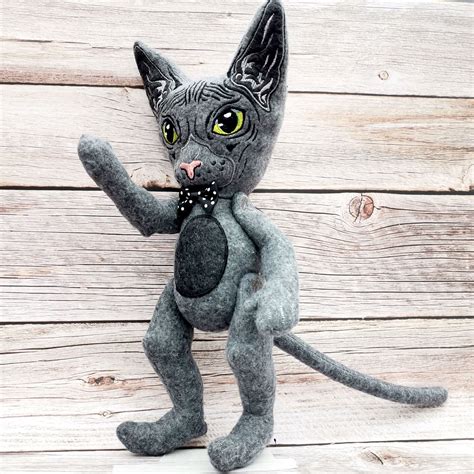 Black Cat Sphynx Cat Hairless Cat Plush Plush Sphynx Gift - Etsy