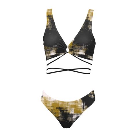 Black And Gold Cross String Bikini Set Model S29 ID D6356624