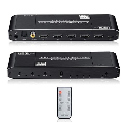 4K HDMI коммутатор с дистанционным оптическим Toslink& коаксиальный 4x1 ...