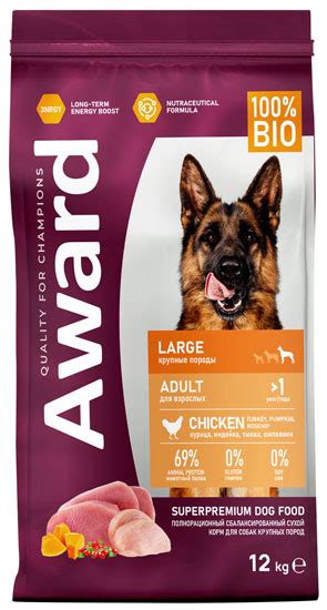 Авард корм для собак крупных пород (AWARD Adult Large Breed), курица с ...