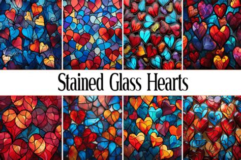 Stained Glass Hearts Pattern Graphic By Wow Art Creative Fabrica