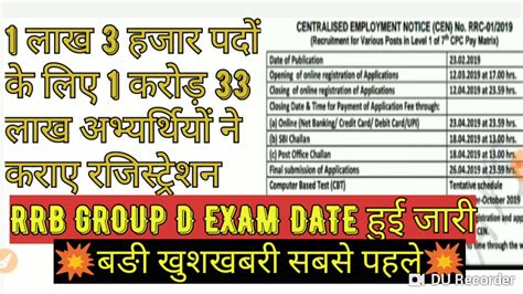 Rrb Group D Exam Date