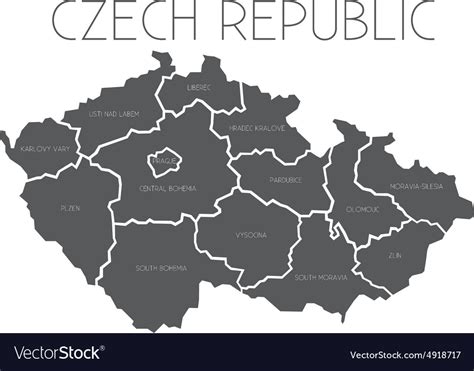 Map of czech republic with administrative regions Vector Image