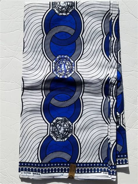 White And Blue African Print Fabric Ankara Fabric African Etsy