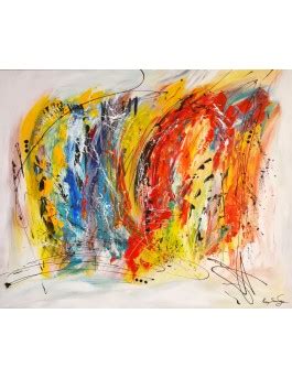 Grand Tableau Contemporain Abstrait Multicolore Peinture Coloree