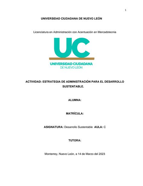 SOLUTION Desarrollo Sustentable Semana 9 Estrategia De Administraci N