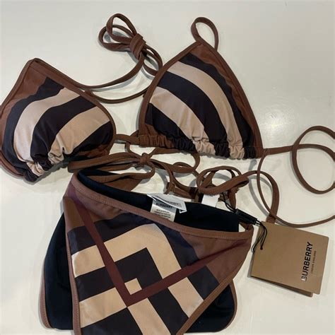 Burberry Swim Burberry Chevron Cobb Check Triangle Twopiece Triangle Bikini Set Poshmark