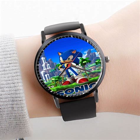 pastele sonic  hedgehog  custom unisex black quartz