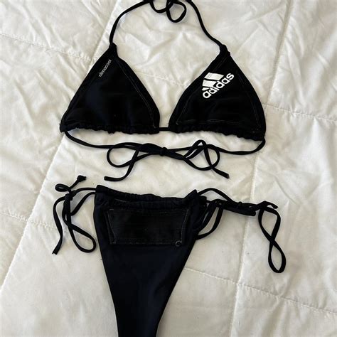 Cutest Custom Adidas Bikini Size Small Black Depop