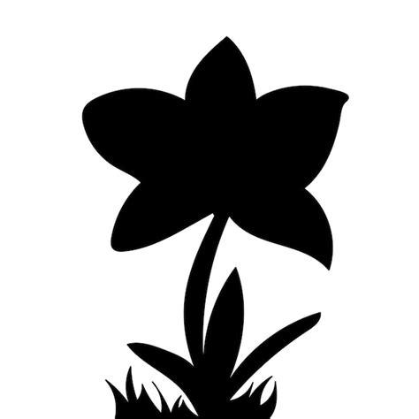 Schwarze Silhouette Blume Und Gras Premium Vektor