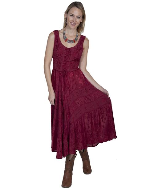 Scully Western Dress Womens Full Length Lace Up Sleeveless Hc118