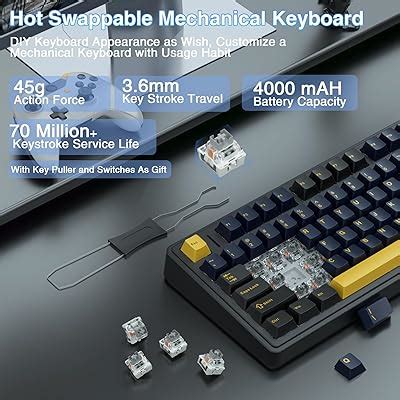 Aula F Wireless Mechanical Keyboard Hot Swappable Pre Lubed Linear Switches Rgb