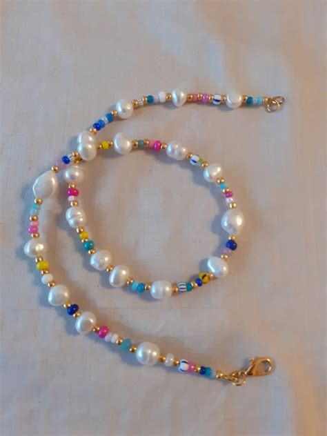 Freshwater Pearl And Seed Bead Necklace Real Pearl And Etsy