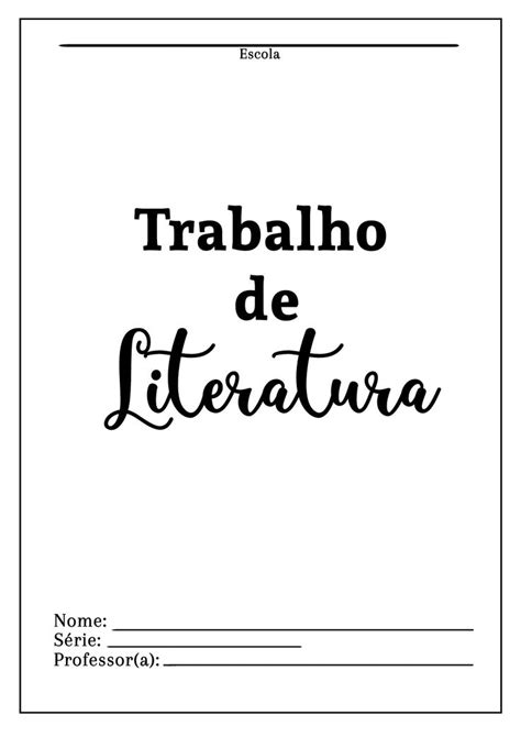 Capa simples para trabalho grátis Palavra trabalho Capas de livros