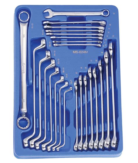 24 Piece Metric Combination and Box End Wrench Set - Genius