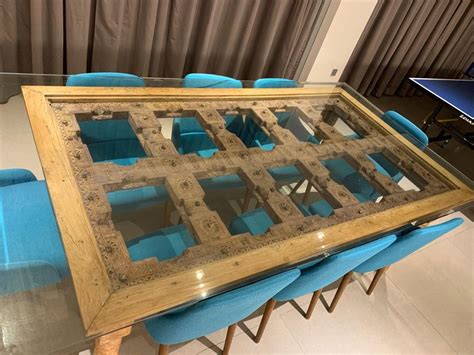 Dining Table Made Of Rajastan Door With Glass Top Furniture And Home