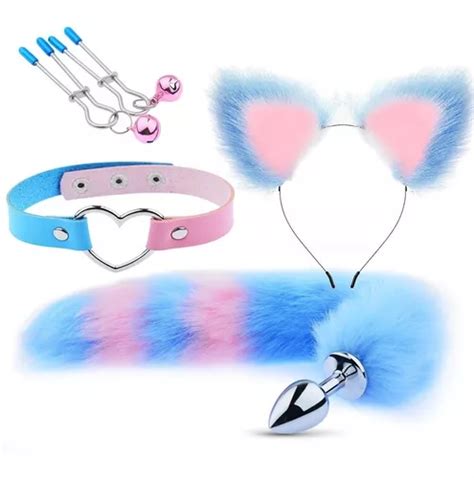 Plug Anal Cola Zorro Collar Orejas Juego Rol Disfraz Cuotas sin interés