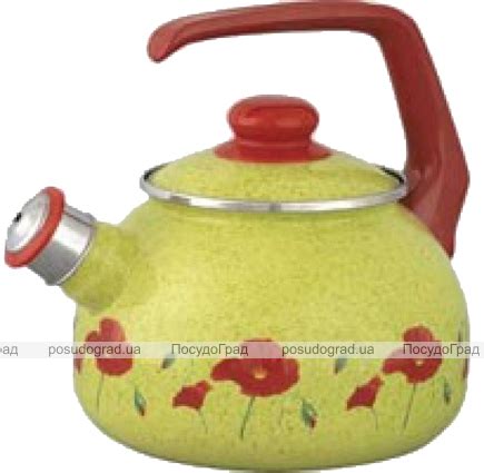 Чайник эмалированный Metrot "Красный мак" 2,5л со свистком | Чайники ...