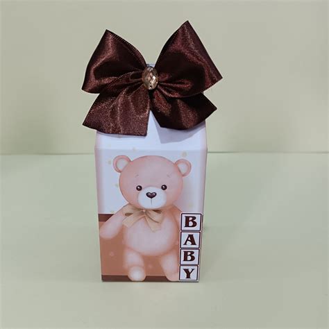 Kit Caixas Para Ch De Bebe Ursinho Nude E Marrom Elo