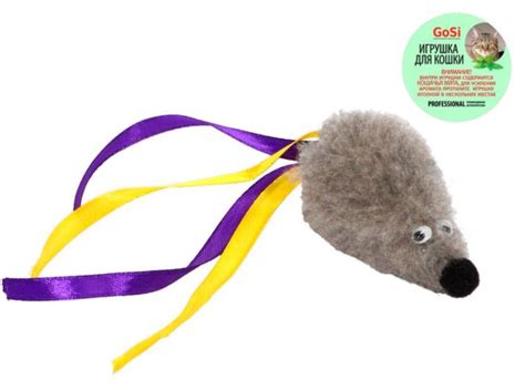 Игрушка GoSi "Мышь с мятой и хвостом из лент" для кошек, Серая - купить ...