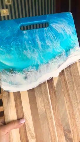 доска с морем, доска разделочная, эпоксидная смола, море из эпоксидной ...